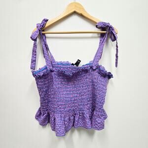 Forever 21+ Smocked Peplum Cami Top Tie Shoulder Straps Plus Size